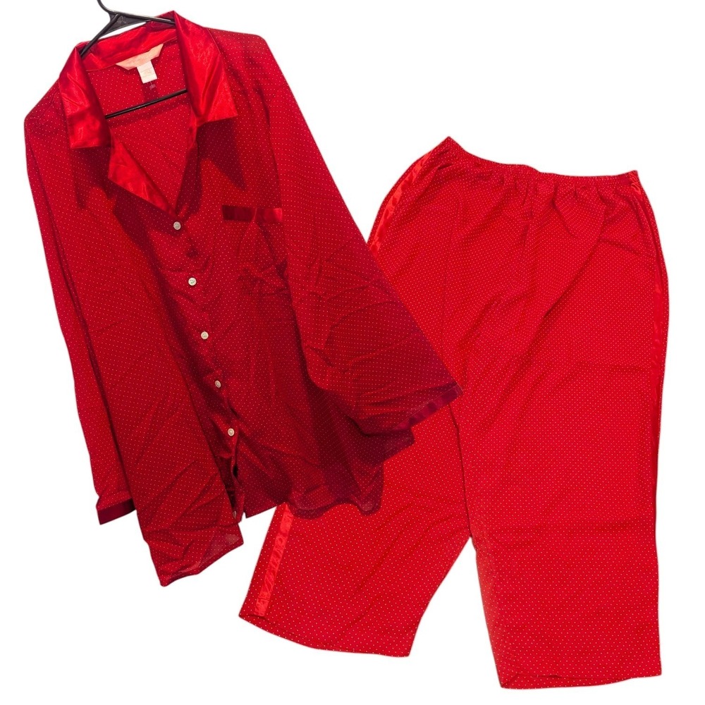 Coquette Romantic Satin Trim Polka Dot Pajama‎ Set Lane Bryant 22/24 & 26/28